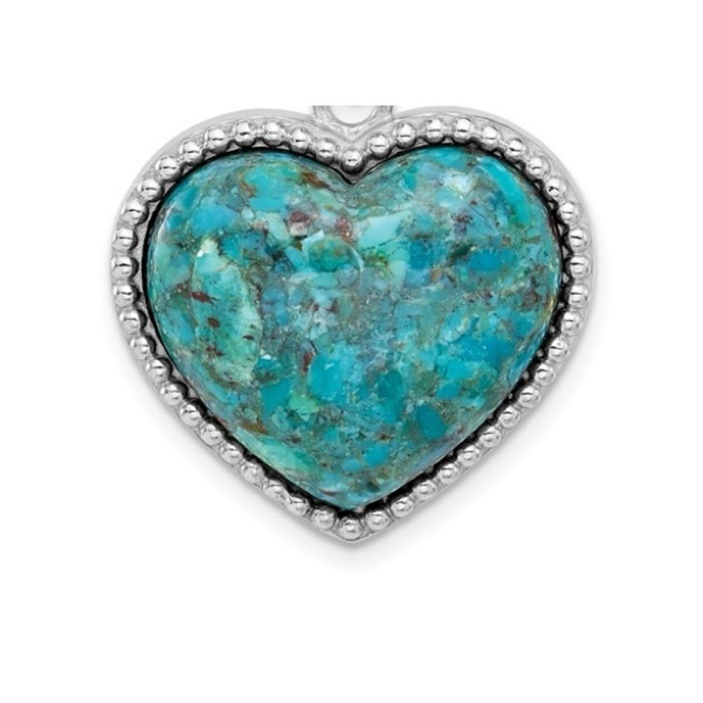 Sterling Silver Rhodium-plated Reconstituted Turquoise Heart Pendant